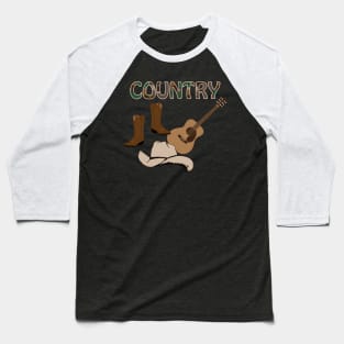 Country, Design, cowboy, cowgirl, boots, guitar, hat Baseball T-Shirt